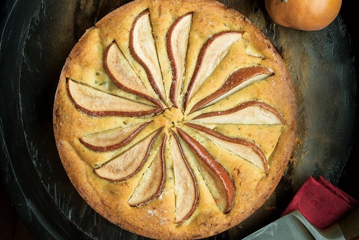 Gluten Free Olive-Oil Cake with Pears and Thyme