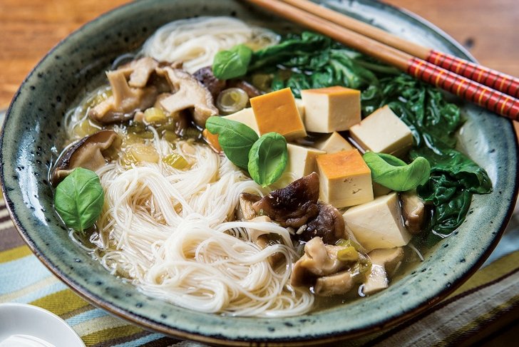 Fragrant Tofu and Bok Choy Pho with Brown Rice Vermicelli